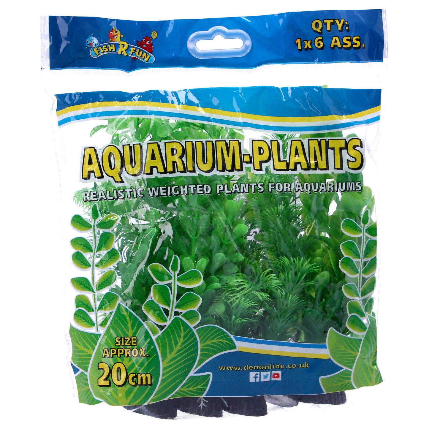 Green Plastic Aquarium Decoration Plants 20cm (Pack of 6)