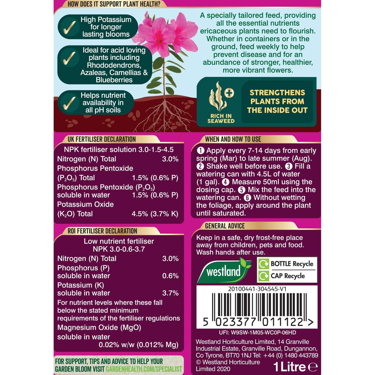 Westland Ericaceous 1L High Performance Liquid Plant Food