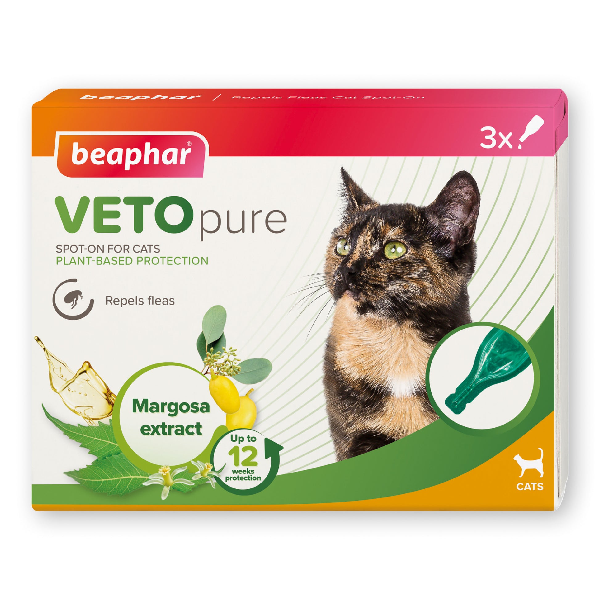 Beaphar VETOpure Flea Spot On for Cats 12 Weeks, 3 Pipettes