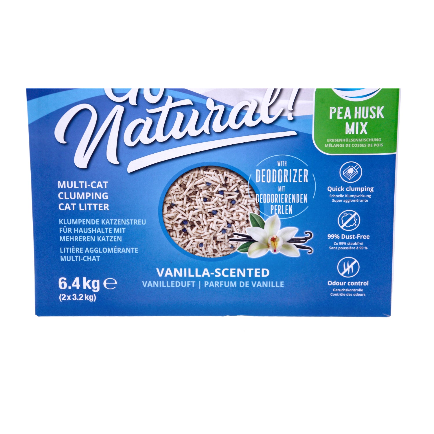 Catit Natural Cat Litter, Wood Pea Husk Eco Dust-Free Super Absorbent Vanilla 6.4kg