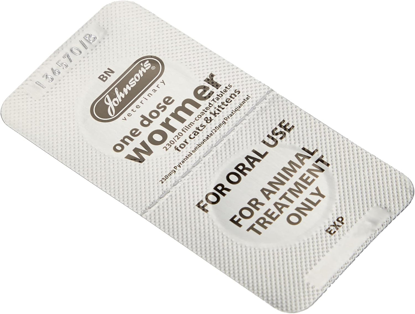 Johnsons One Dose Wormer for Cat and Kitten Worming Tablets Tapeworm & Roundworm