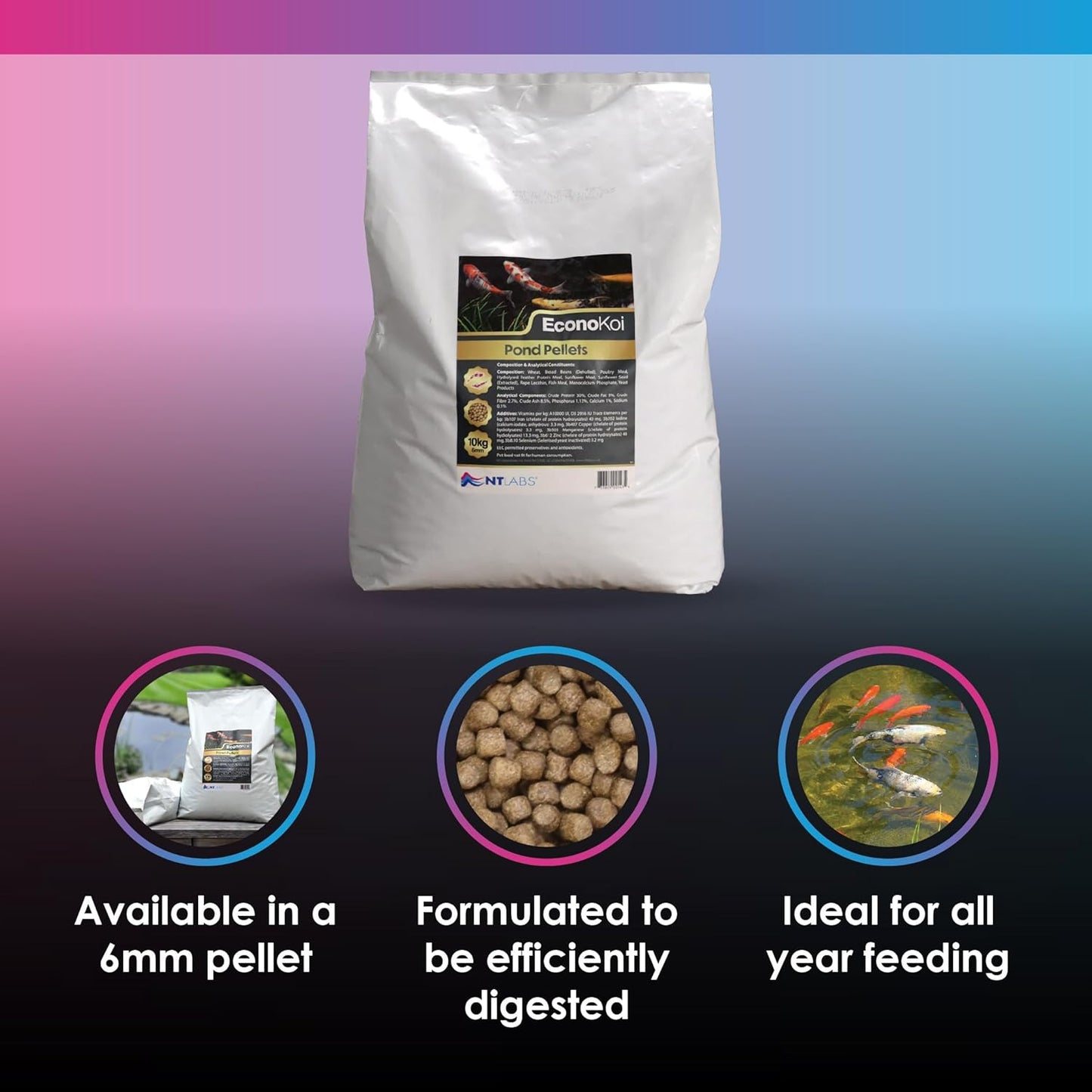 NT Labs EconoKoi Pond 10kg 6mm Pellets