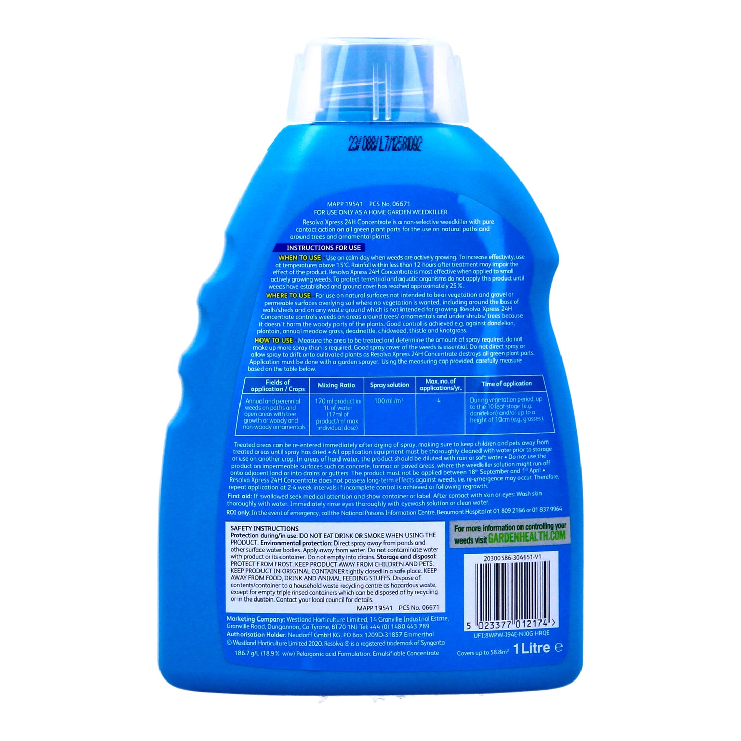 Resolva Xpress Weedkiller Fast-Acting Glyphosate Free Weed Control 1L