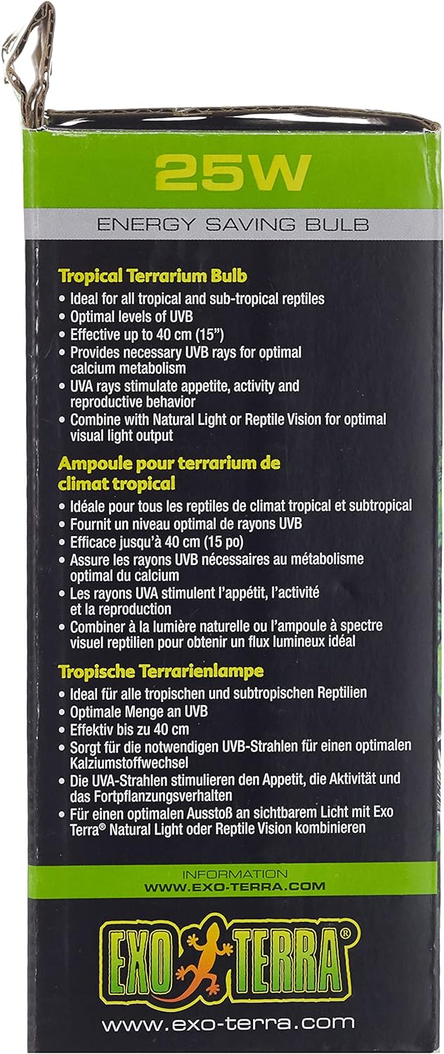 Exo Terra Reptile White UVB 100 Tropical Terrarium Bulb 13W and 25W