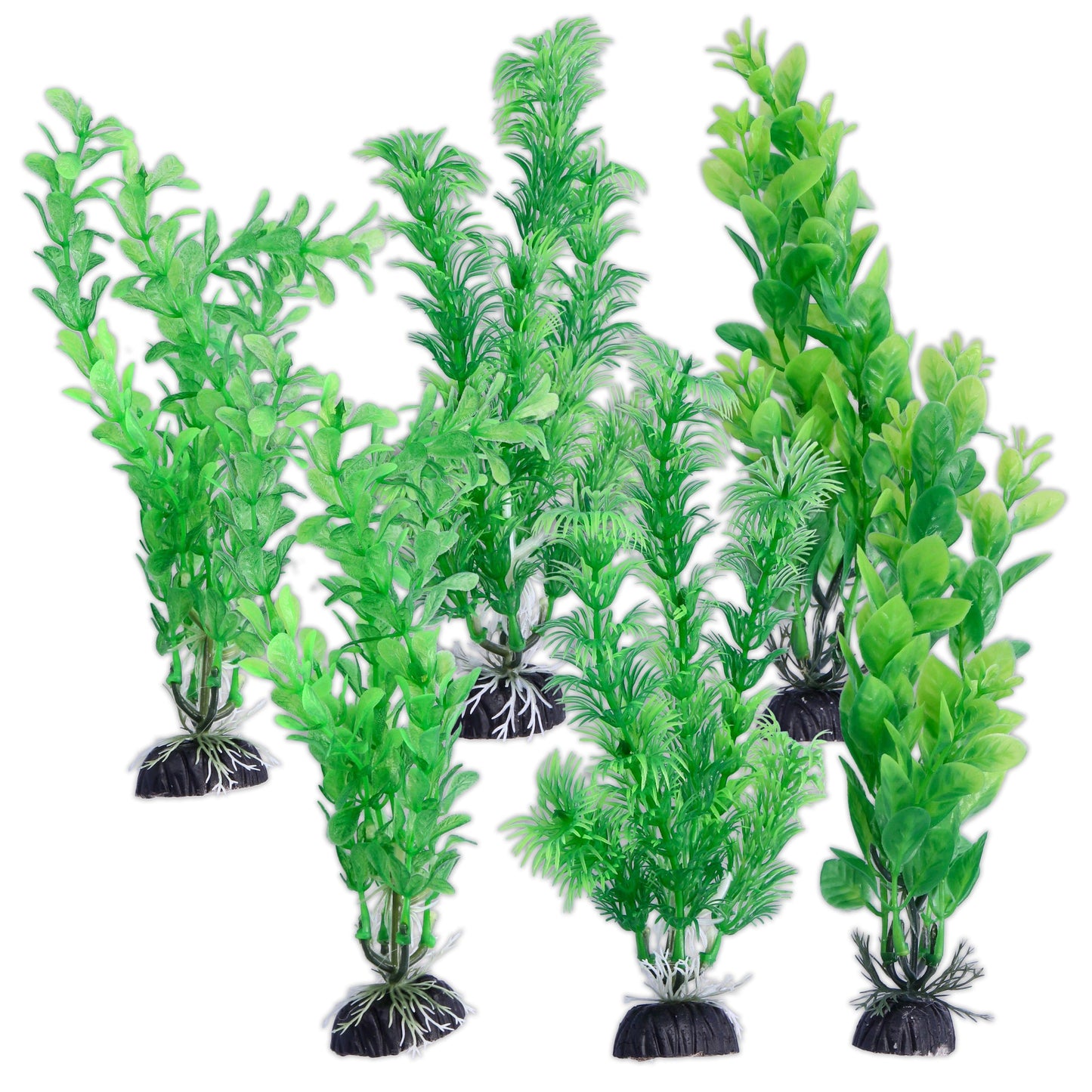 Green Plastic Aquarium Decoration Plants 20cm (Pack of 6) (Reward)