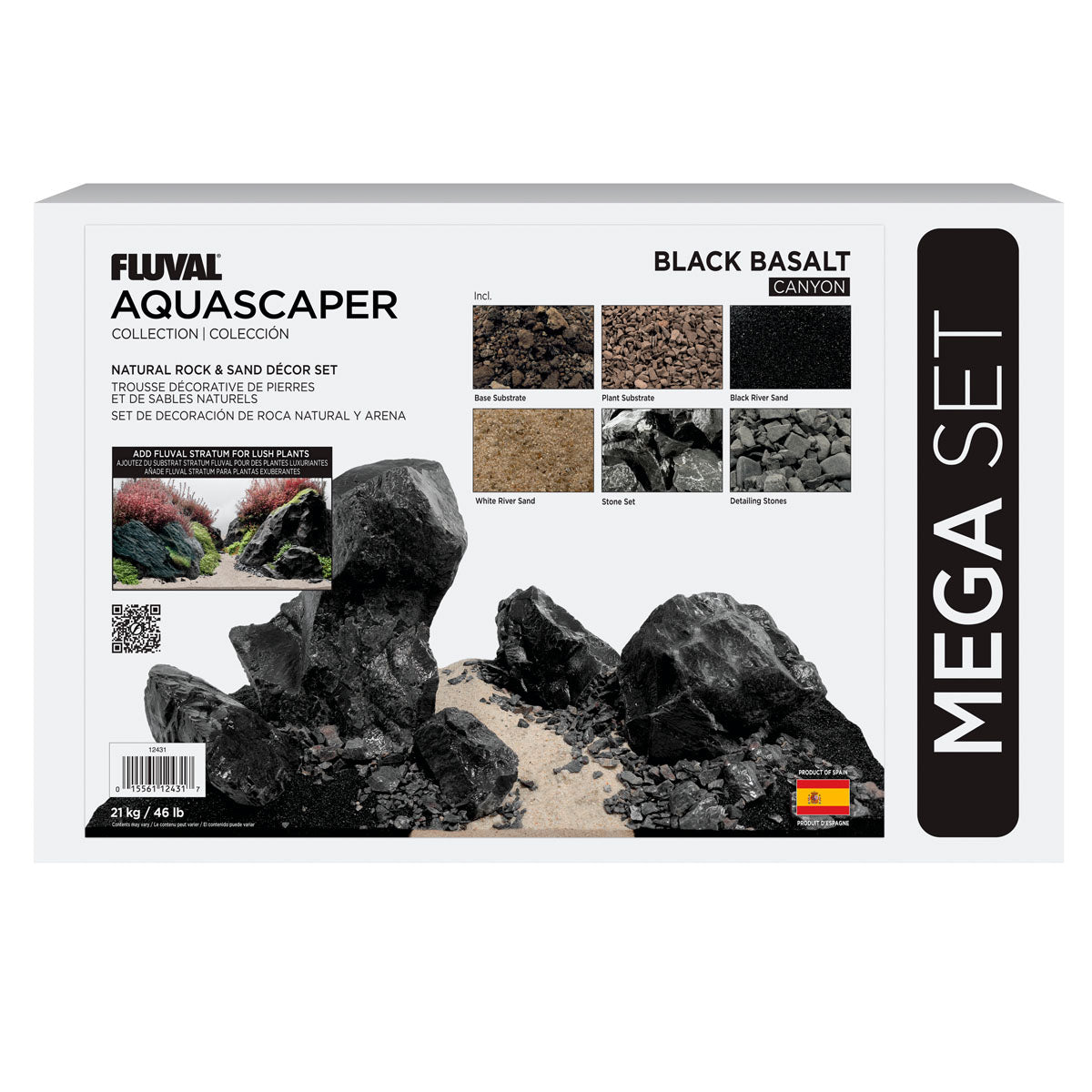 Fluval Black Basalt Stone Rock Aquarium Aquascaper Kit Decoration