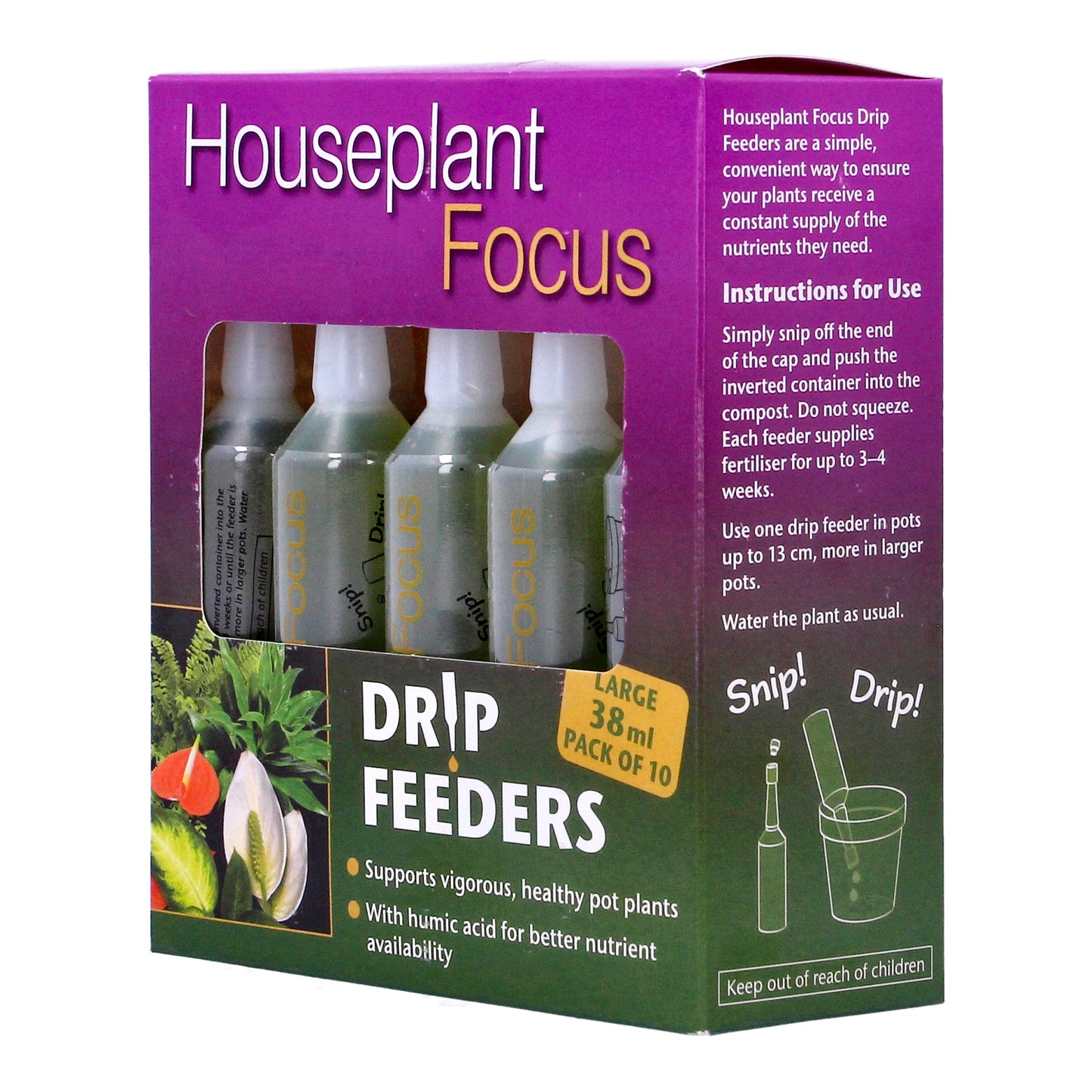 Plant Drip Feeders Houseplant 10 Pack Food Fertiliser Indoor Nutrients 38ml
