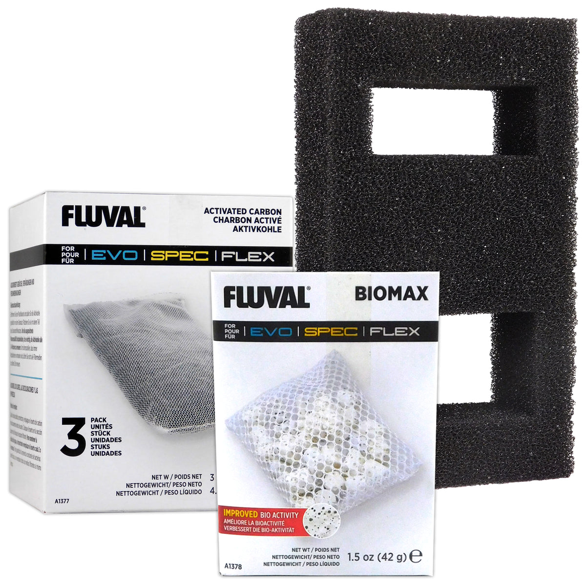 Fluval Spec Multi Pack Biomax Carbon Foam