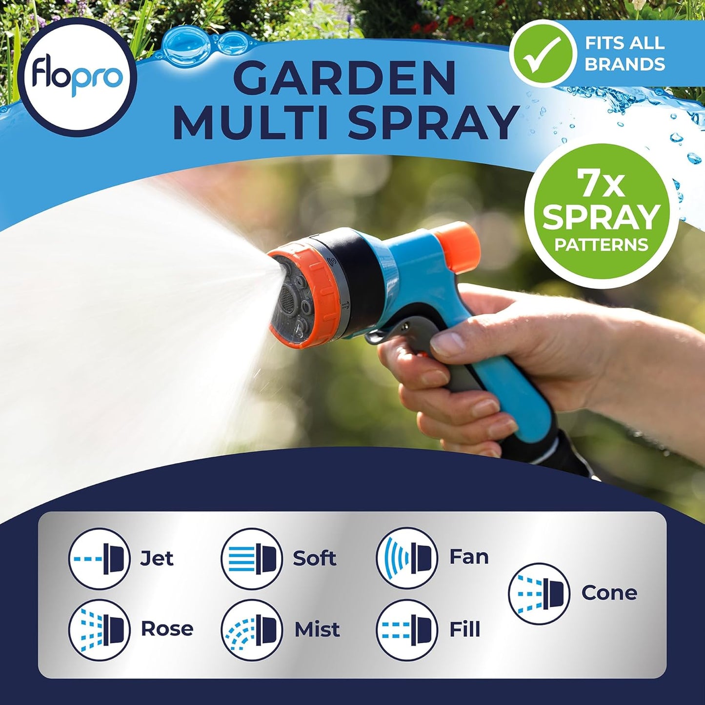 FloPro Garden Watering Multi Spray Gun Trigger 7 Patterns