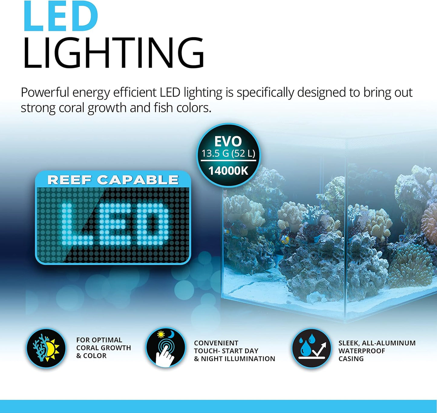Fluval Sea Evo 52L Marine Saltwater Aquarium Kit with LED Lighting and Pump