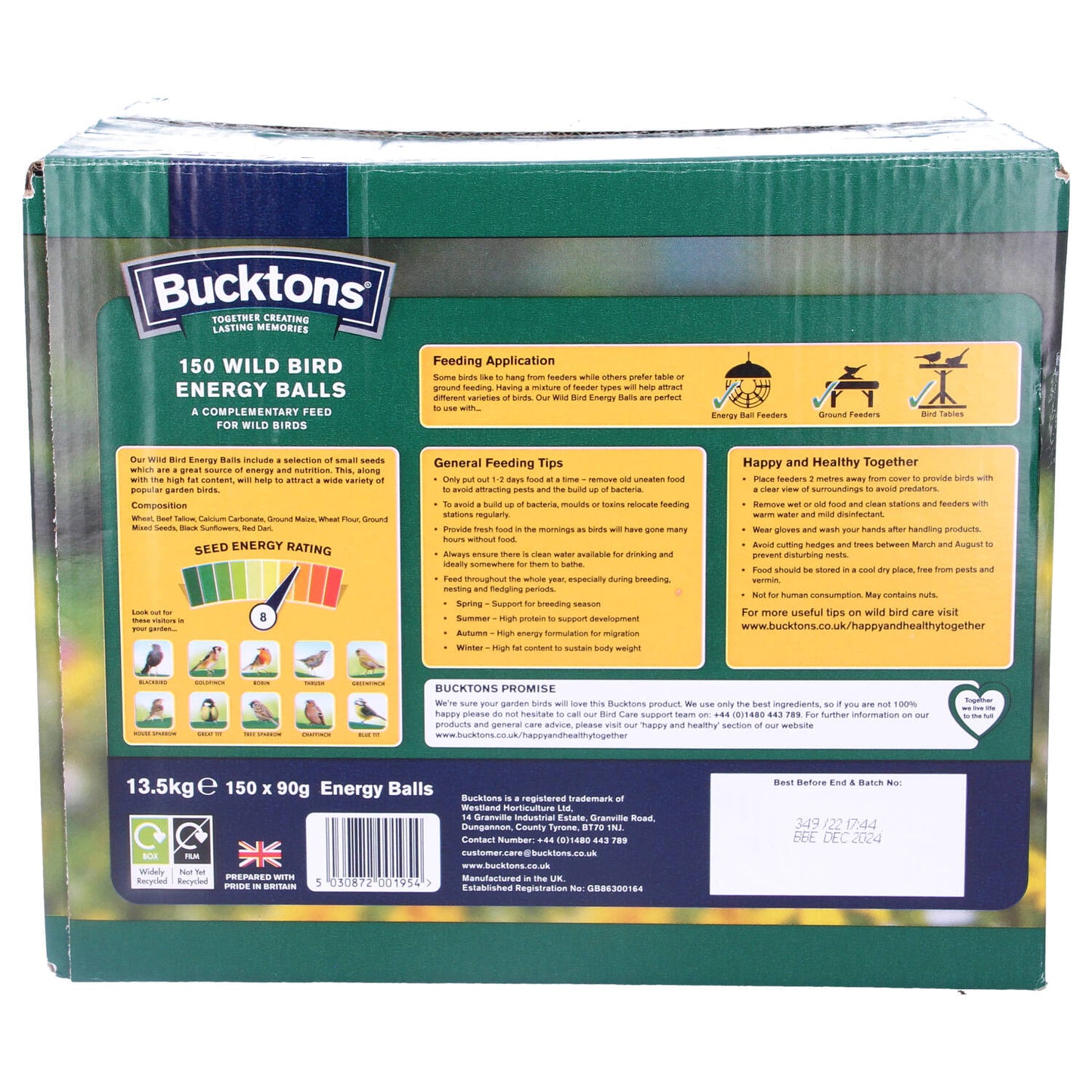 Bucktons 150 Wild Bird Energy Balls 13.5kg