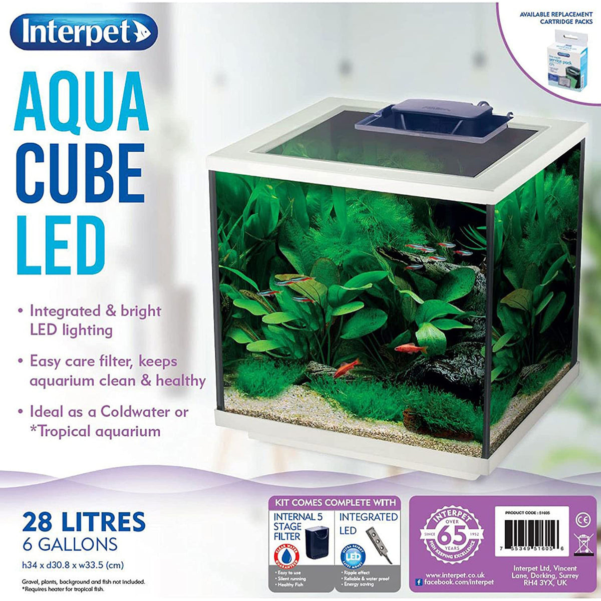 Superfish Qubiq Aquarium Integrated Filter Nano Fish Tank Optional LED  Lighting