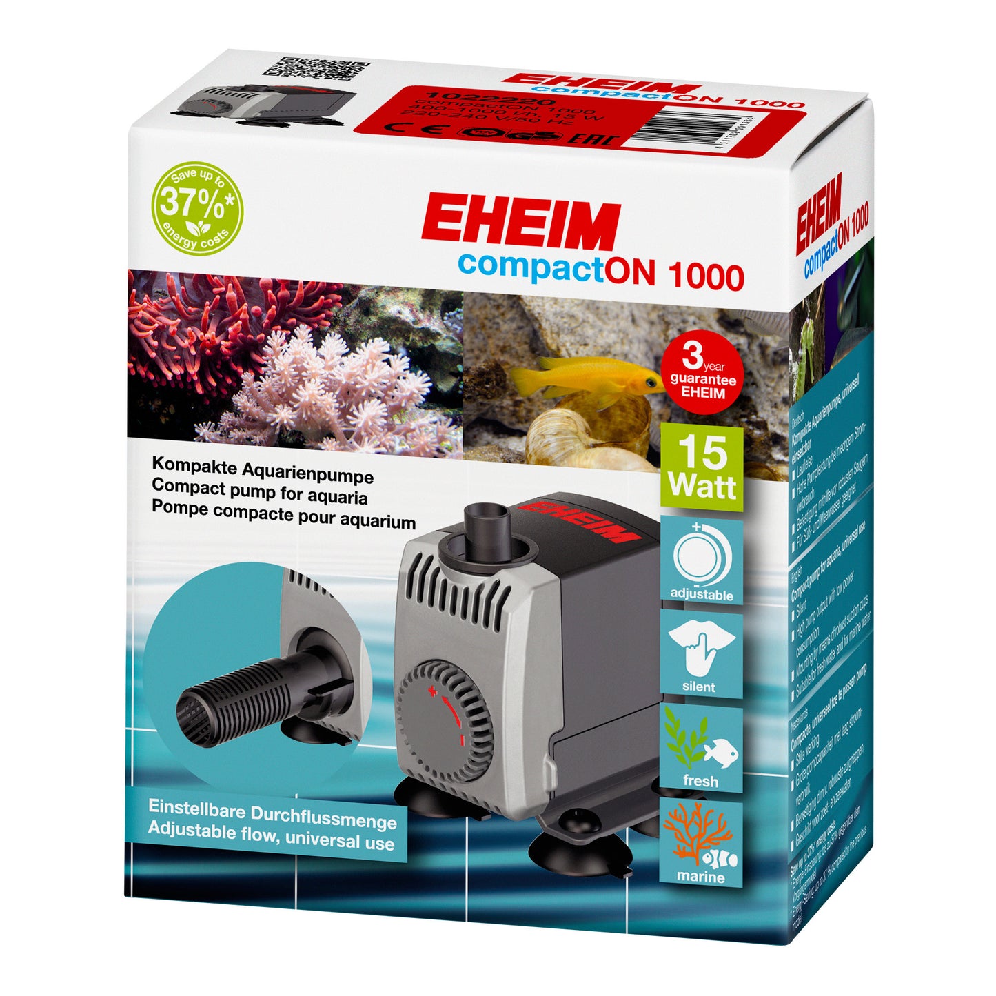 EHEIM CompactON 1000 Aquarium Pump: Silent, Efficient, Adjustable