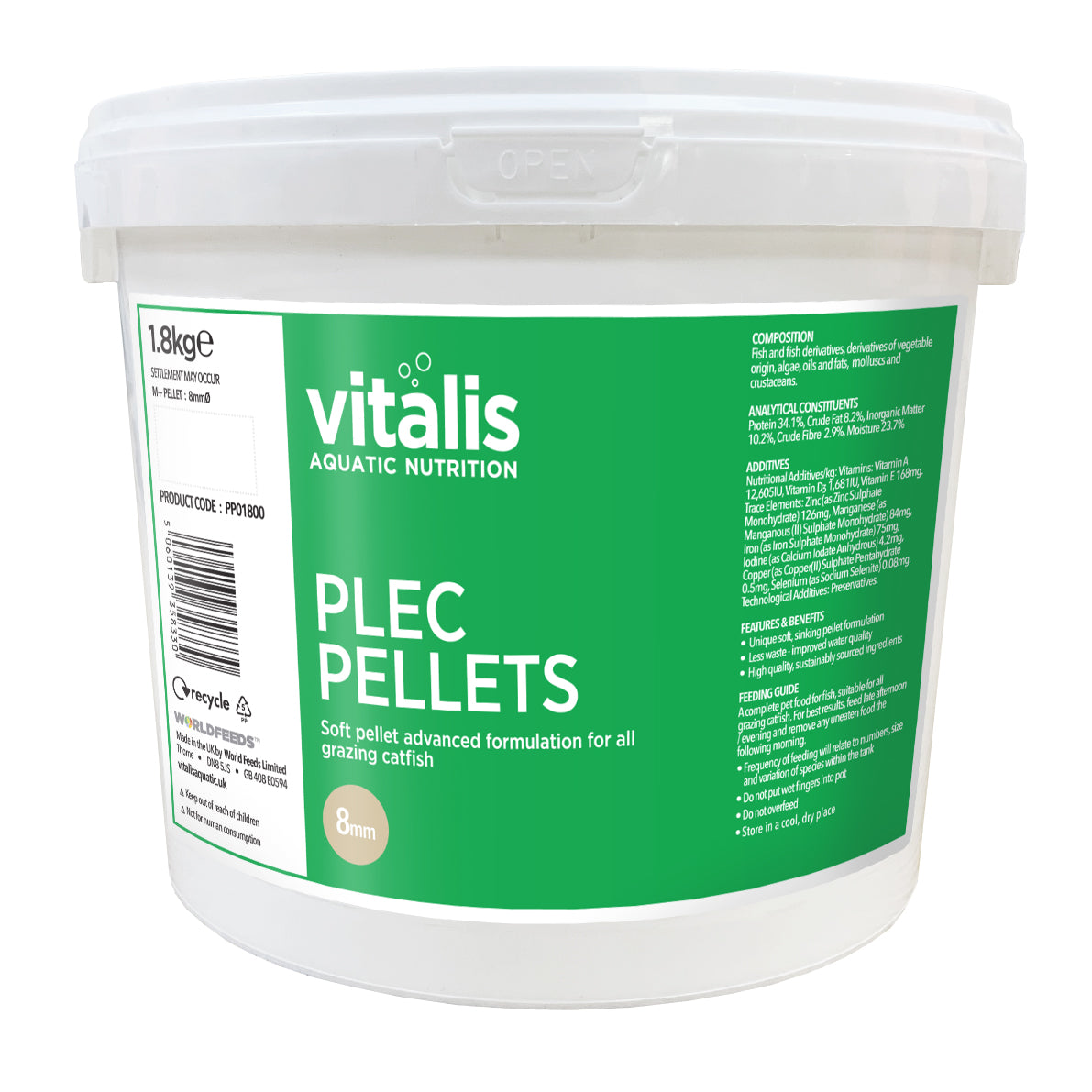 Vitalis Plec Pellet Algae Food for Bottom Feeders