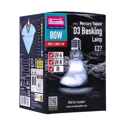 Arcadia 80w D3 UV Basking Lamp - SMA80E27