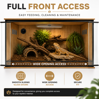 ProRep Vivarium 4×2×2ft Spacious Reptile Enclosure with Sliding Doors & Side Vents | Oak, Grey or Black