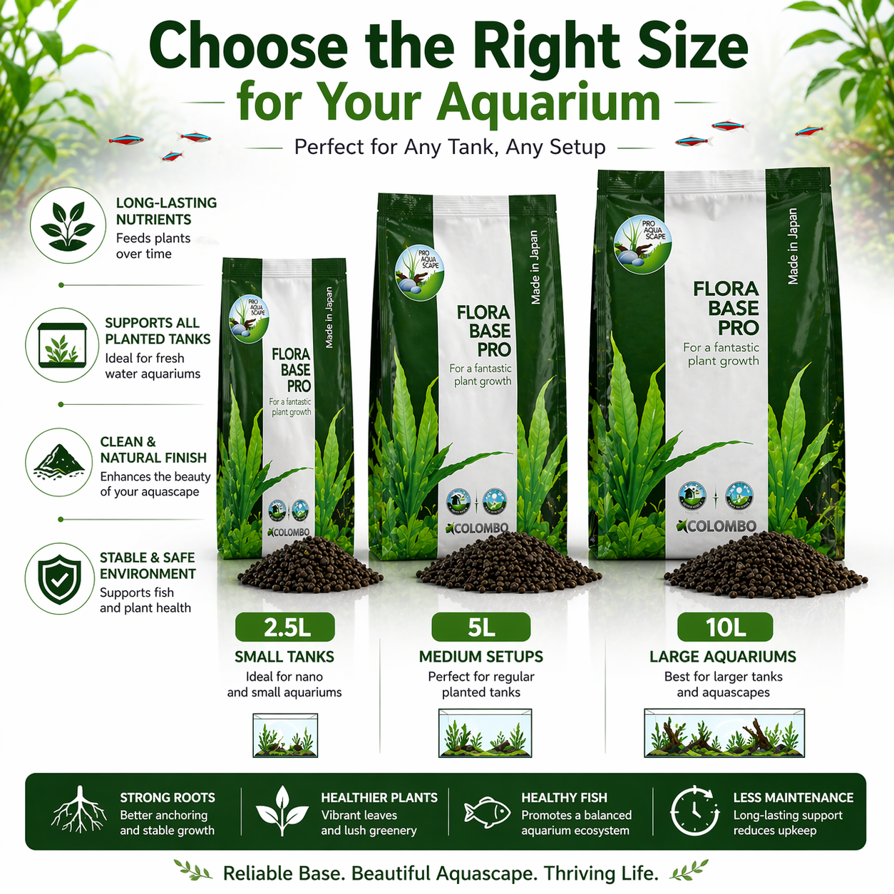 Colombo Flora Base Pro Fine Aquarium Plant Substrate Nutrient Rich Soil 2.5/5/10