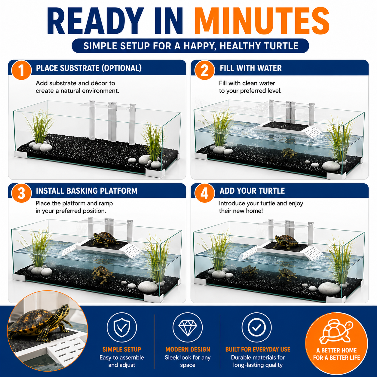 Ciano Tartarium 80 Turtle Tank with Adjustable Ramp