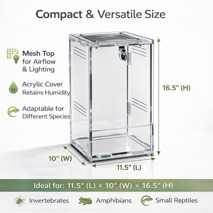 Repto Terra Clear Acrylic Terrarium Mesh Top Lock Reptile Enclosure