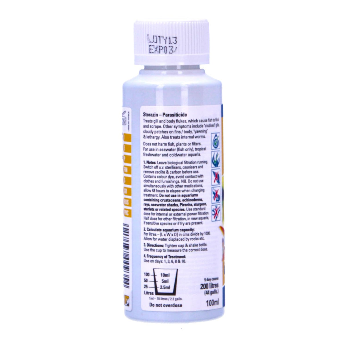 Waterlife Gill Body Fluke Internal Worm Fish Treatment 100ml Aquarium 200L