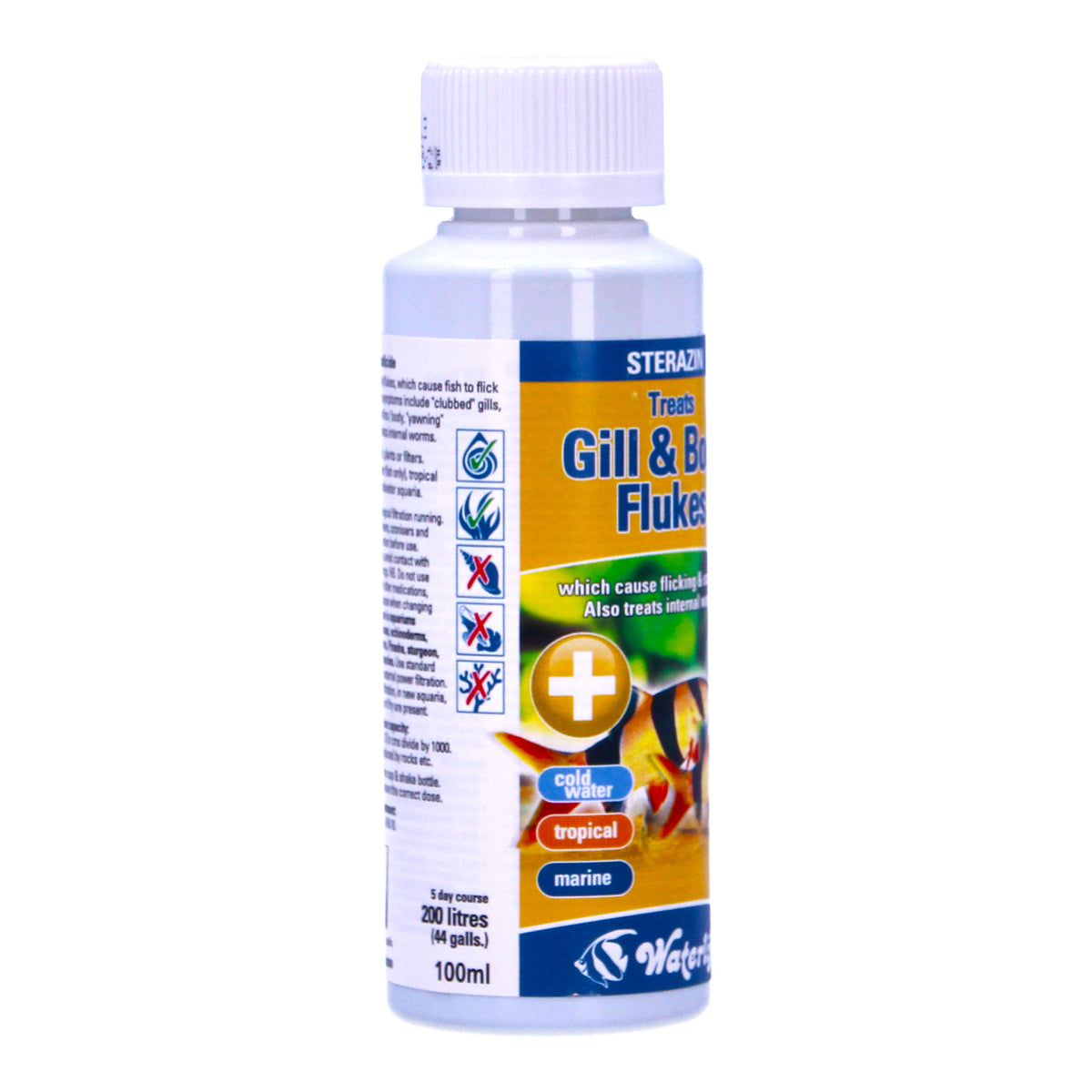 Waterlife Gill Body Fluke Internal Worm Fish Treatment 100ml Aquarium 200L