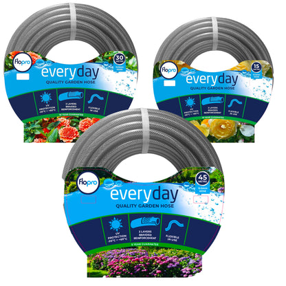 Flopro Everyday Weather Proof 15m/30m/45m Garden Watering Flexibe Hose