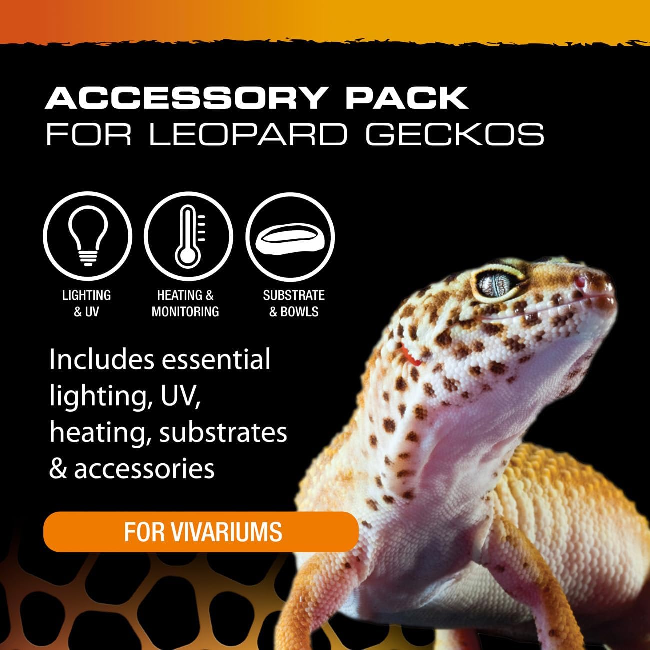 Exo Terra Leopard Gecko Vivarium Accessory Kit with Heating, UVB & Substrate