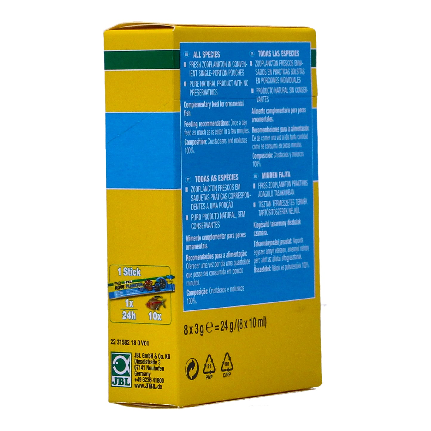 JBL PRONOVO PLANKTON Zooplankton Sinking Fish Food – 8x10ml