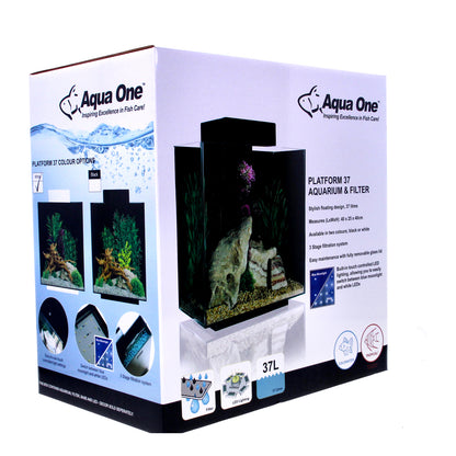 AquaOne Aquarium Platform 37 White With Filter and Led Light 