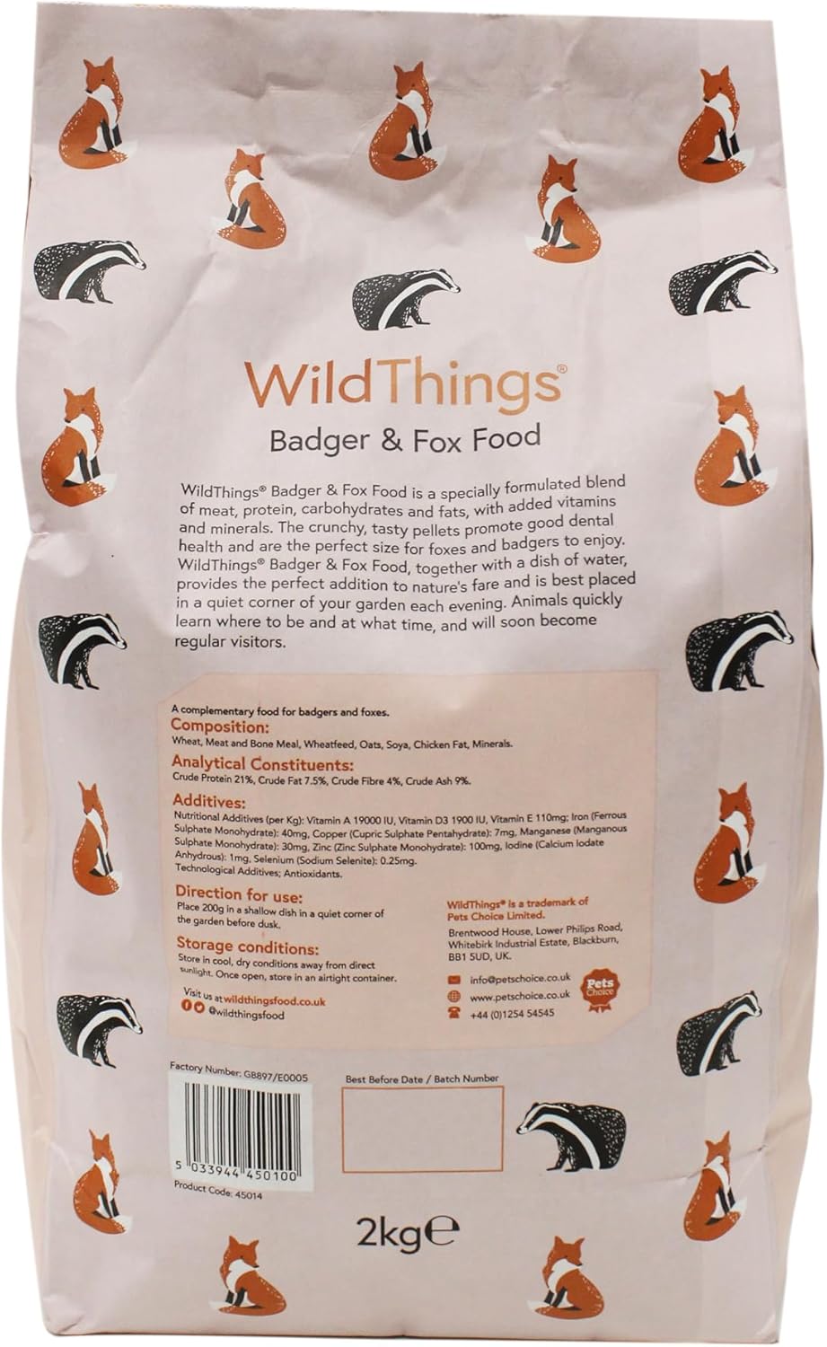 Wildlife World Badger Fox Food Meat Protein 2Kg & HHWB Hedgehog Food