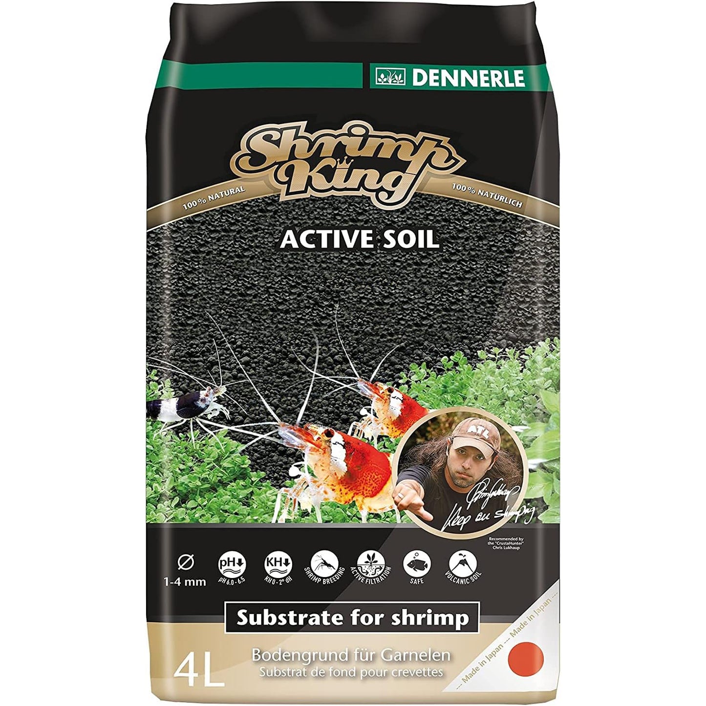 Dennerle ShrimpKing Active Soil Shrimp Substrate 4L 8L pH KH Control