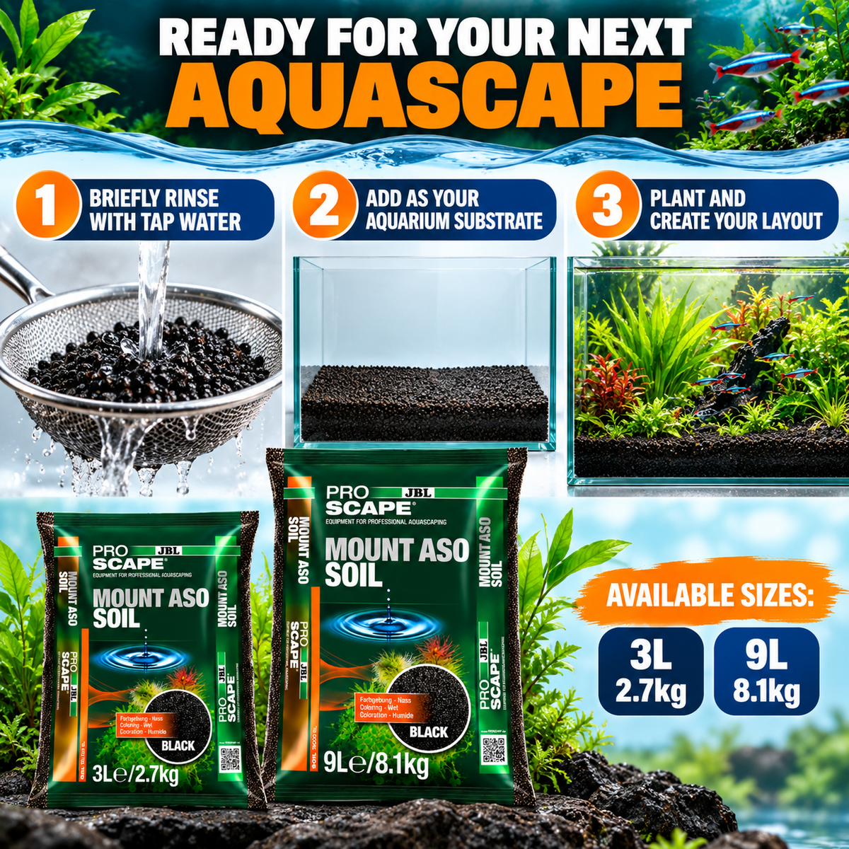 JBL ProScape Black Volcanic Aquarium Soil Substrate Planted Tank