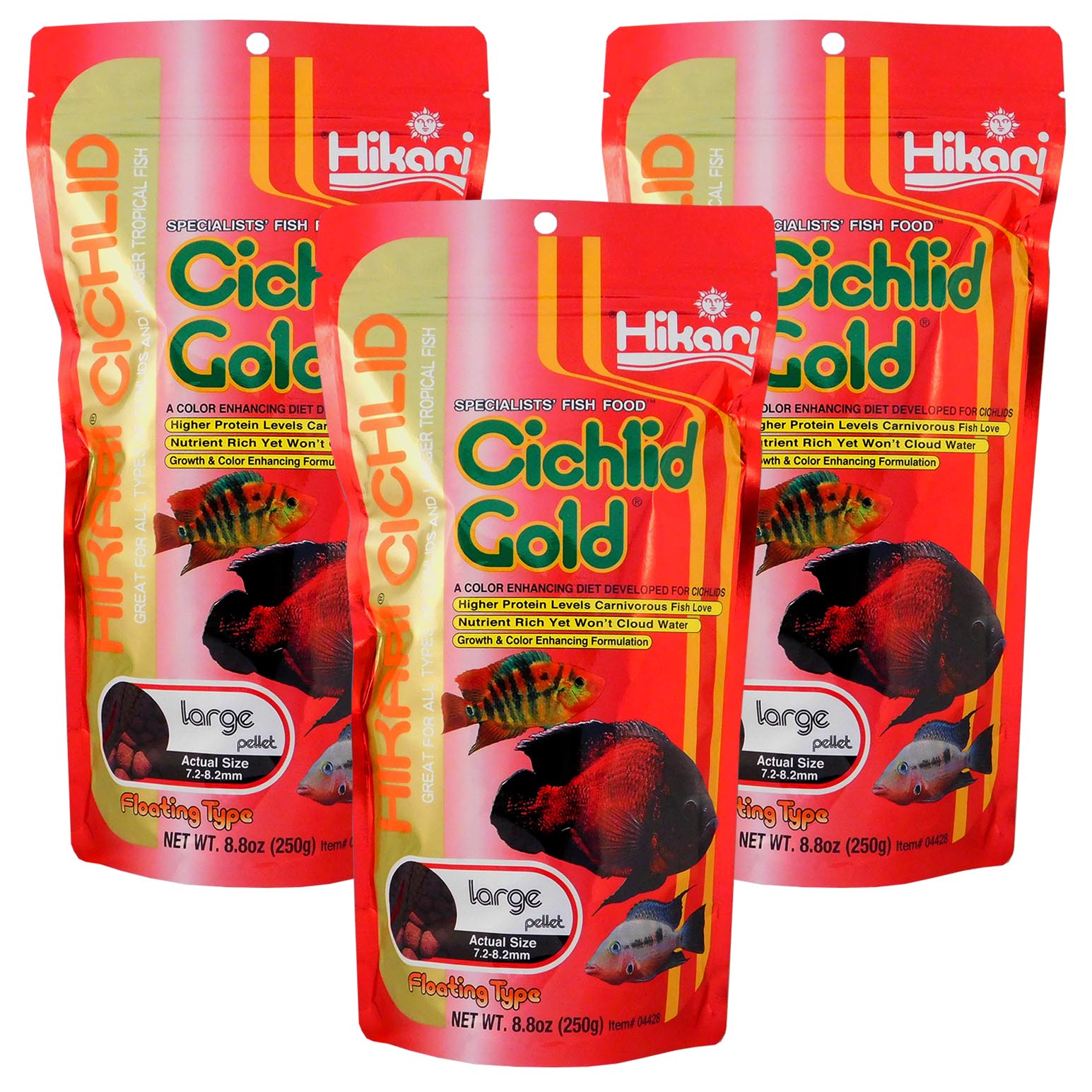 Hikari Cichlid Gold Medium Floating Large Pellets 250g x 3