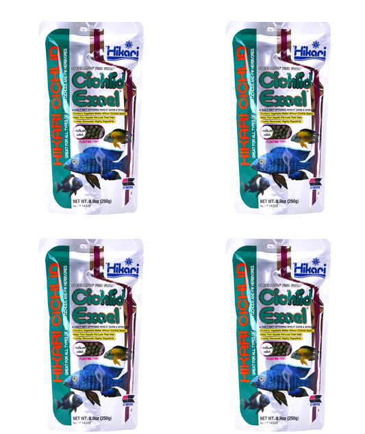 Hikari Cichlid Excel Medium Pellet Fish Wheatgerm Food 250g x 4