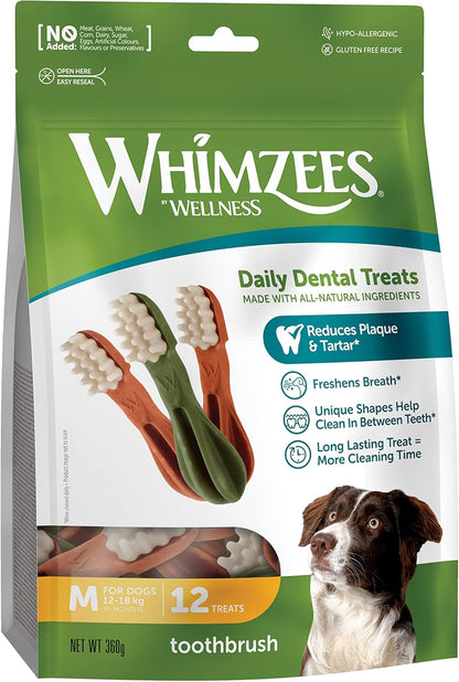 Whimzees Natural Daily Dog Dental Care Chews Treats – Multi Shapes & Sizes 