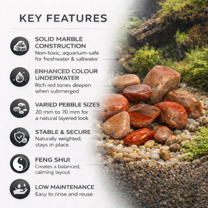 biOrb Feng Shui Pebble Set Red Marble Fish Tank Aquarium Decoration Stones