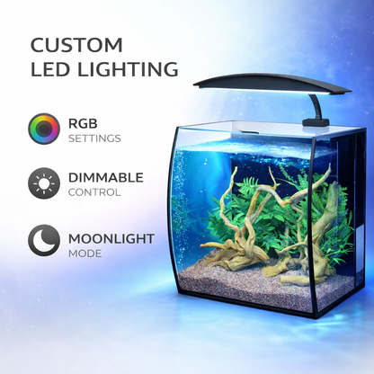 Aqua One Arc Aquarium 46L LED Fish Tank with Rear Filter & Curved Glass