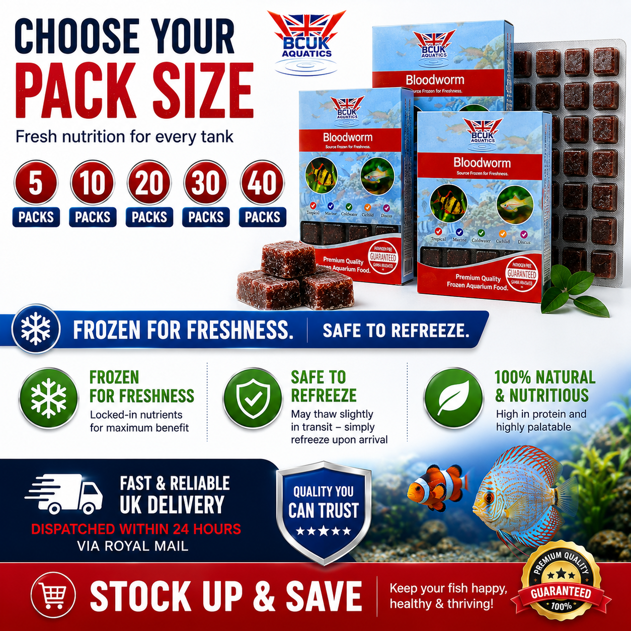 BCUK 100g Frozen Bloodworm – Natural Fish Prey