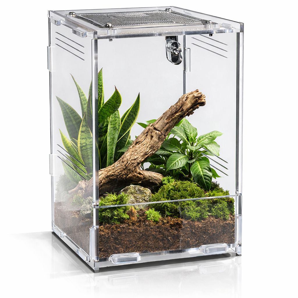 Repto Terra Clear Acrylic Terrarium Mesh Top Lock Reptile Enclosure