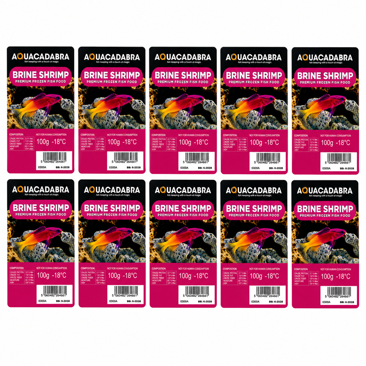 Aquacadabra Frozen Brine Shrimp 100g Fish Food Tropical Marine 5-40 Packs
