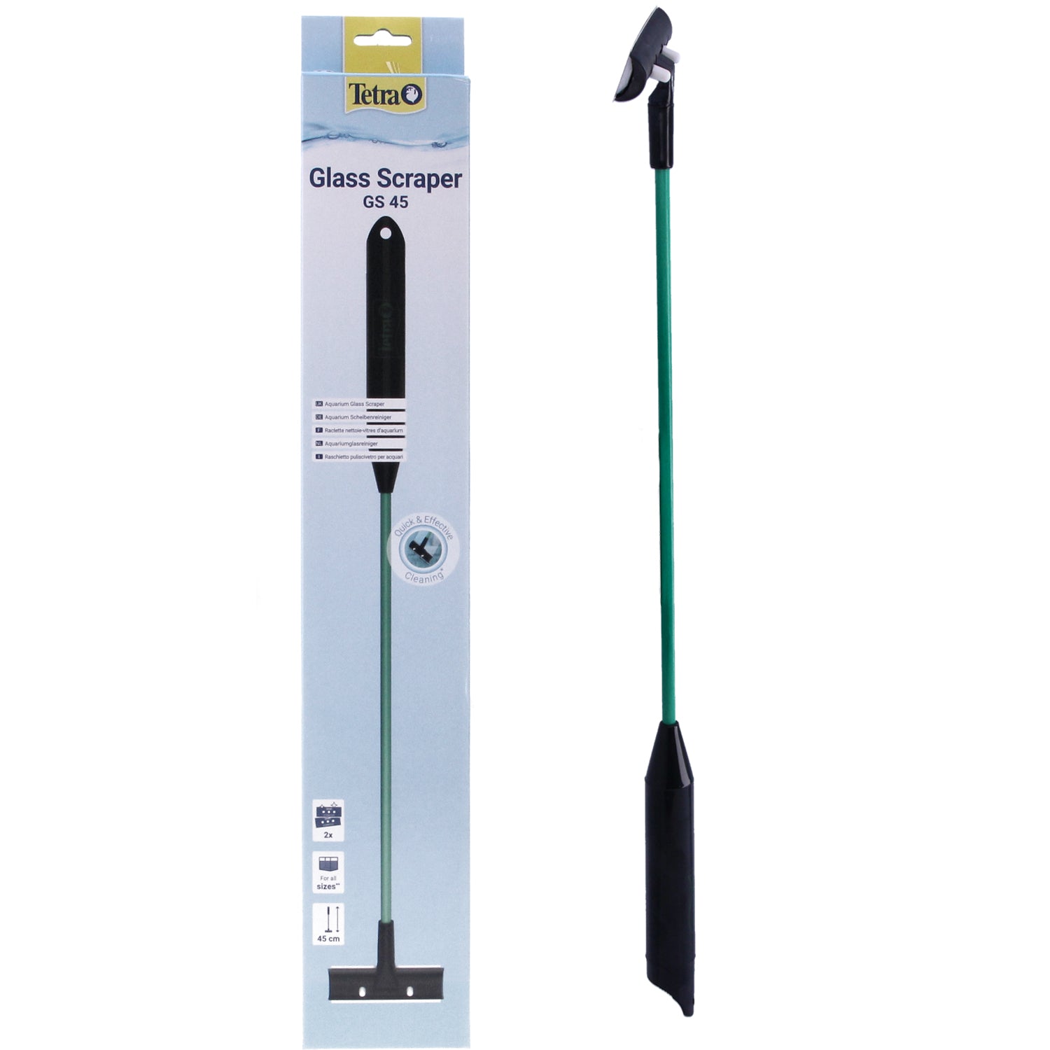 Tetra Glass Scraper 45: Stainless Blade, Marine-Safe