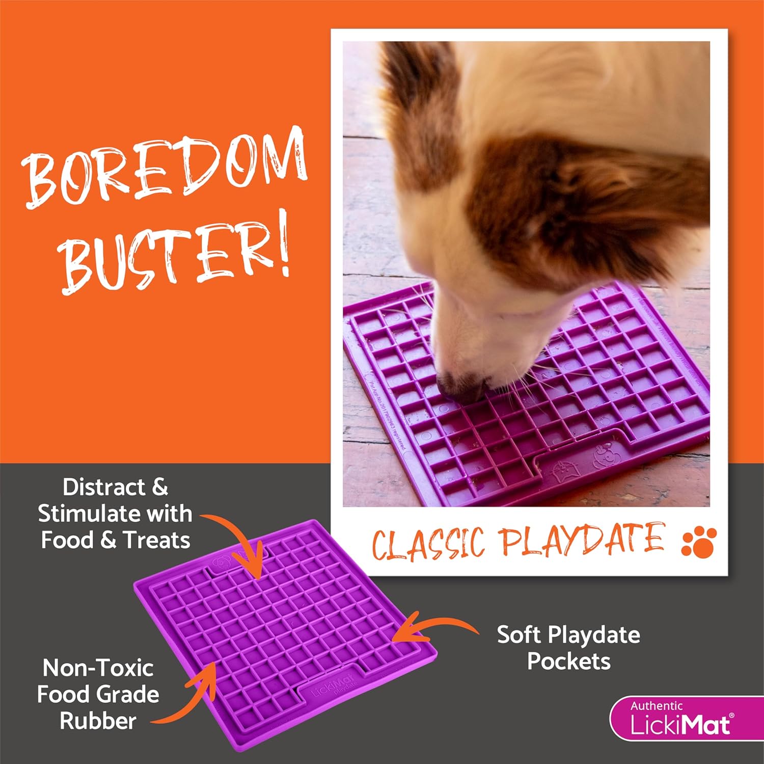 Cat Dog Rubber Playdate LickiMat Lick Mat Enrichment Mat for Anxiety Relief