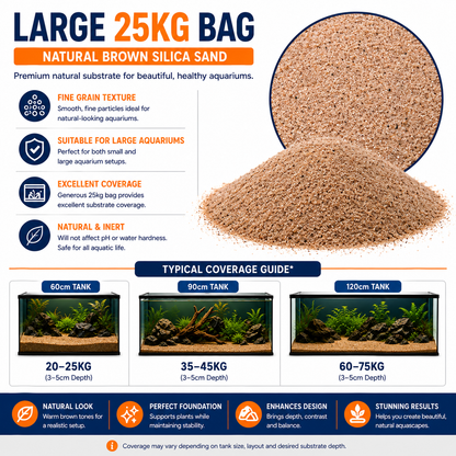 Aquarium Brown Silica Sand 25kg – Safe & pH Neutral