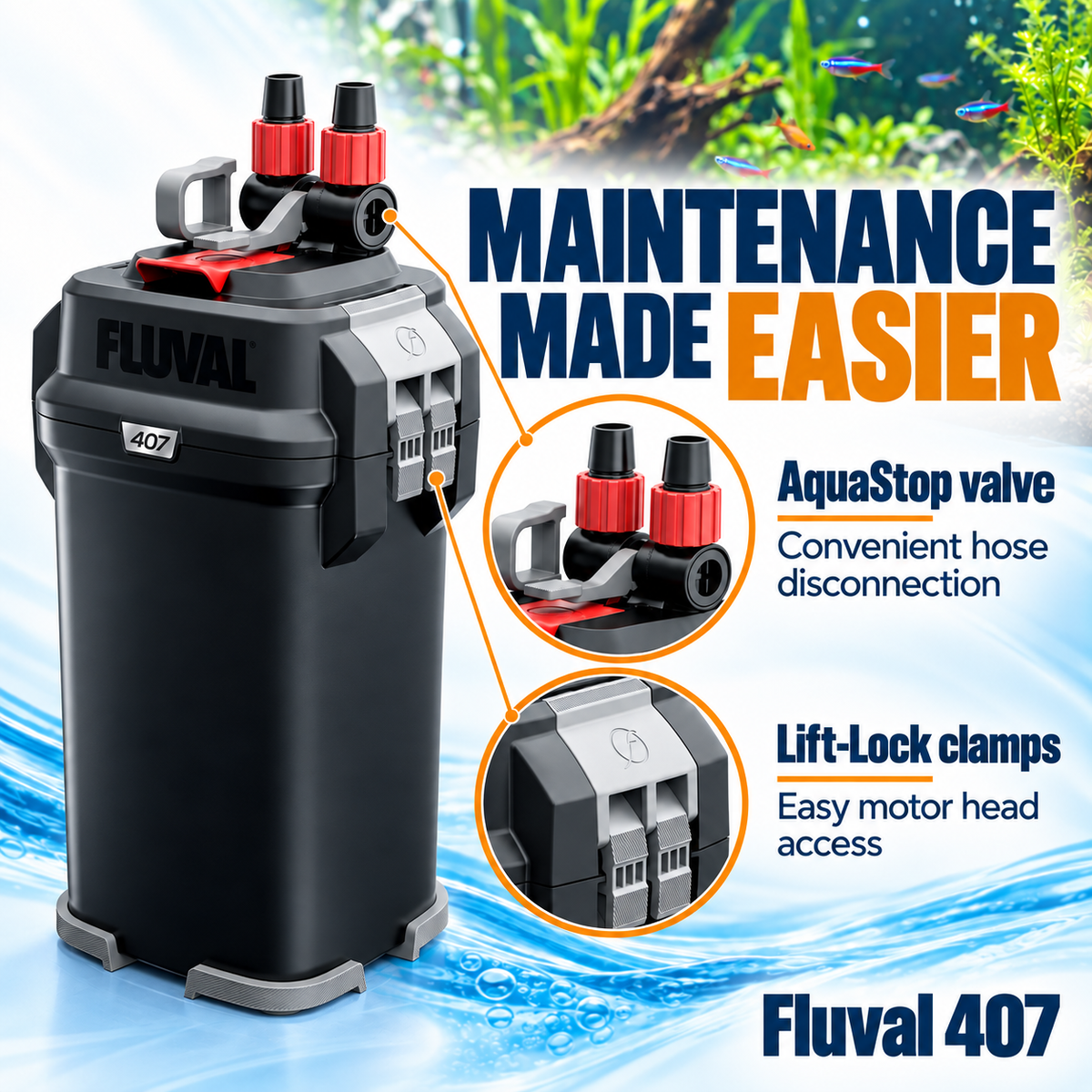 Fluval 407 Canister Filter - Quiet, Powerful, Efficient