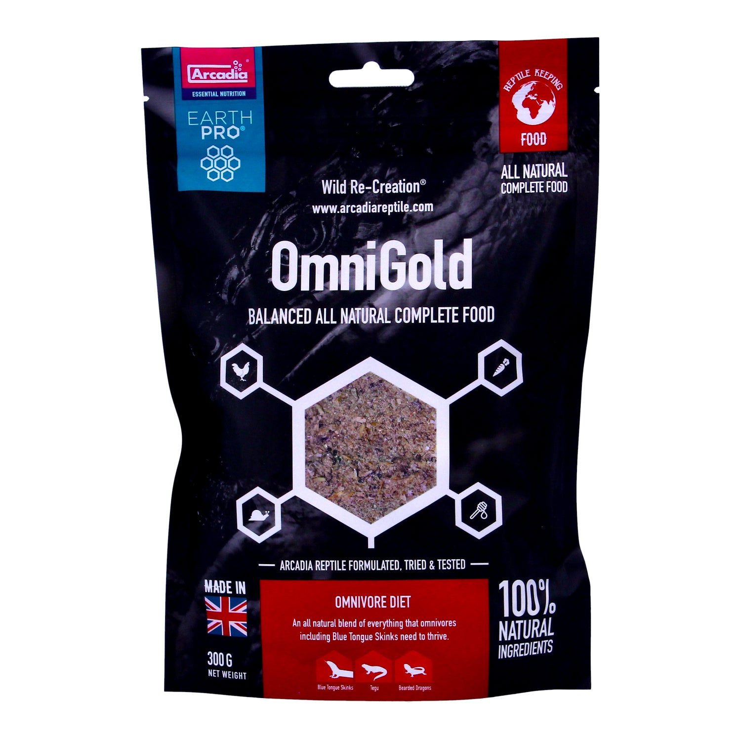 Arcadia EarthPro Omni Gold, 300g | Complete Diet For Bearded Dragons, Tegus, BTS