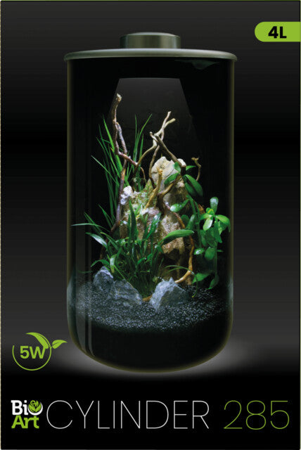 Superfish BioArt Cylinder 285 Black Nano Garden – 4L LED Plant Terrarium Dome