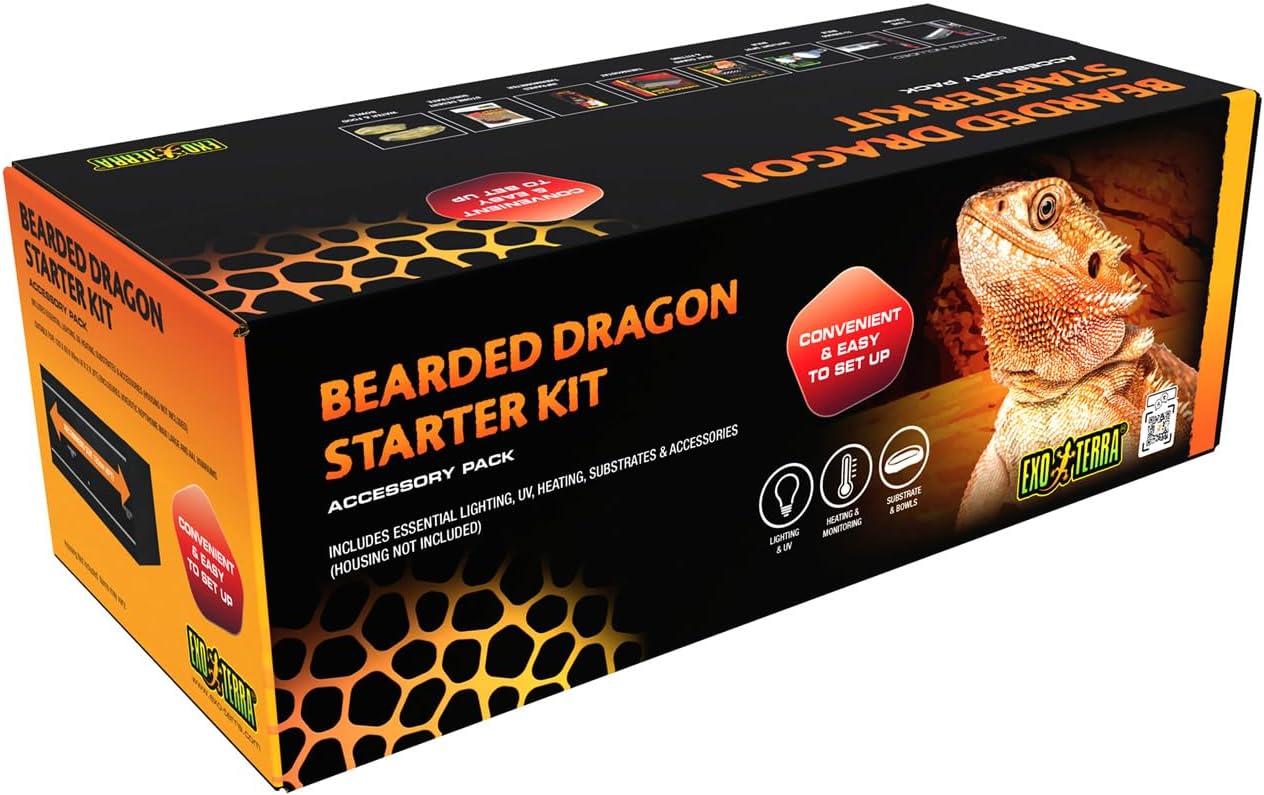 Exo Terra Bearded Dragon Vivarium Accessory Kit with Heating, UVB & Substrate