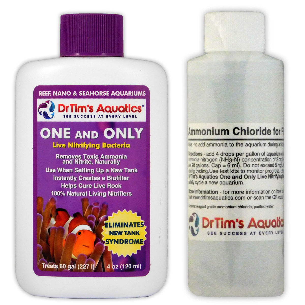 Dr Tim's One & Only Aquarium Cycling Kit Live Bacteria & Ammonium Chloride