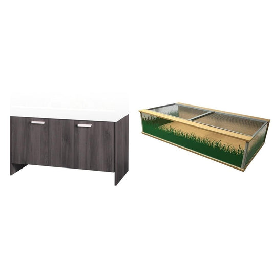 Vivexotic  PT4181 and PT4142 Large Grey Cabinet Tortoise Table Oak