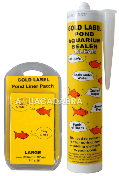 Gold Label Pond Liner Repair Kit Large Patch Sealant Black Clear